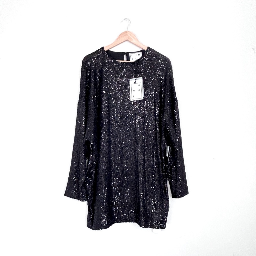 INMFL IN THE MOOD FOR LOVE alexandra dress in black sequin S